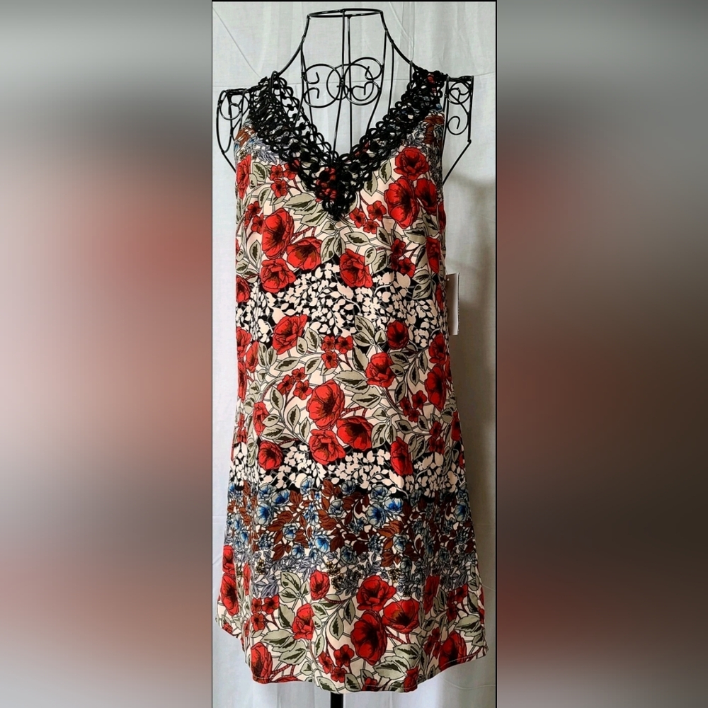 B Darlin Black and Red Floral Dress